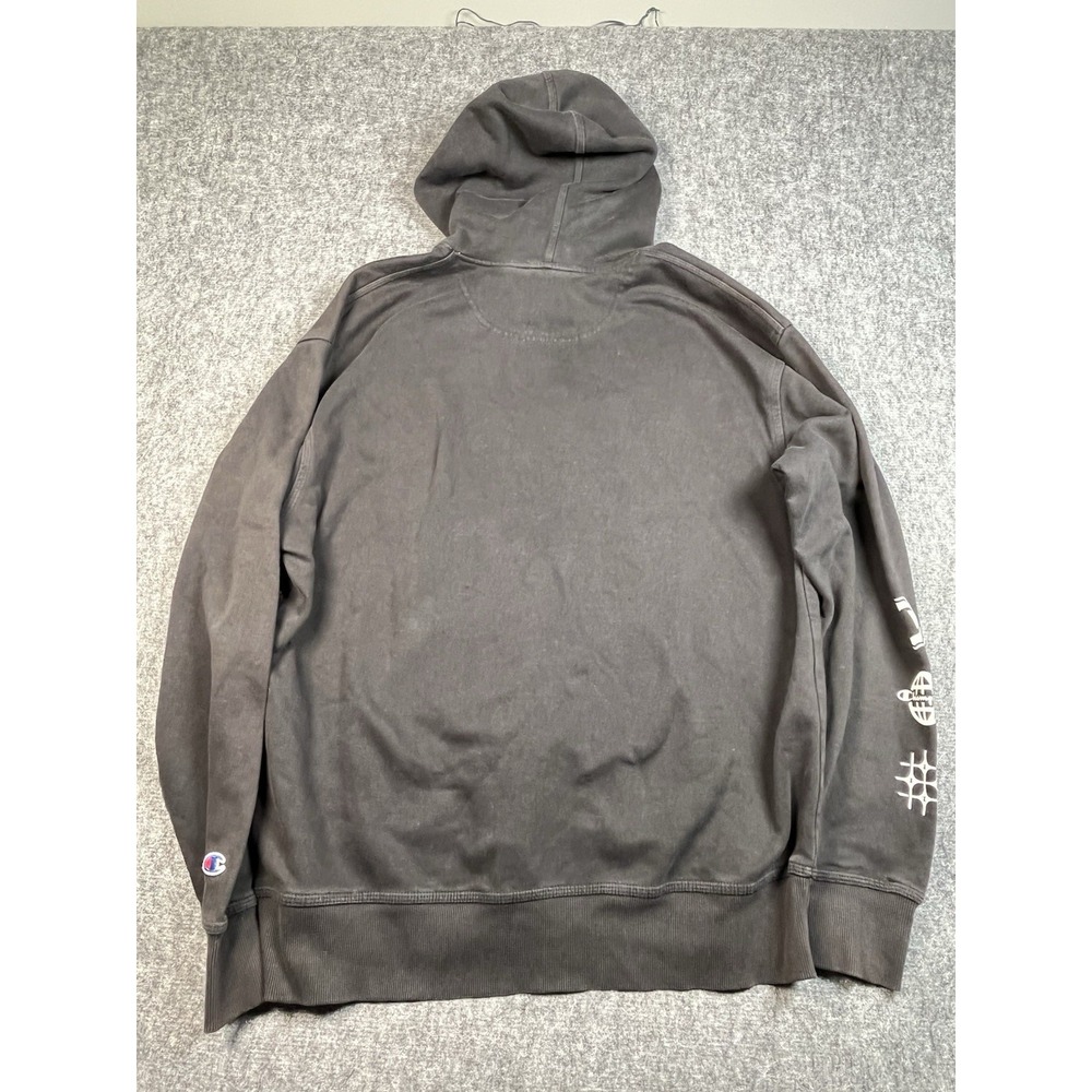 Champion Hoodie Sweatshirt XLDrawstring Black kangaroo pouch Sleeve Graphics Y2k - Picture 9 of 9